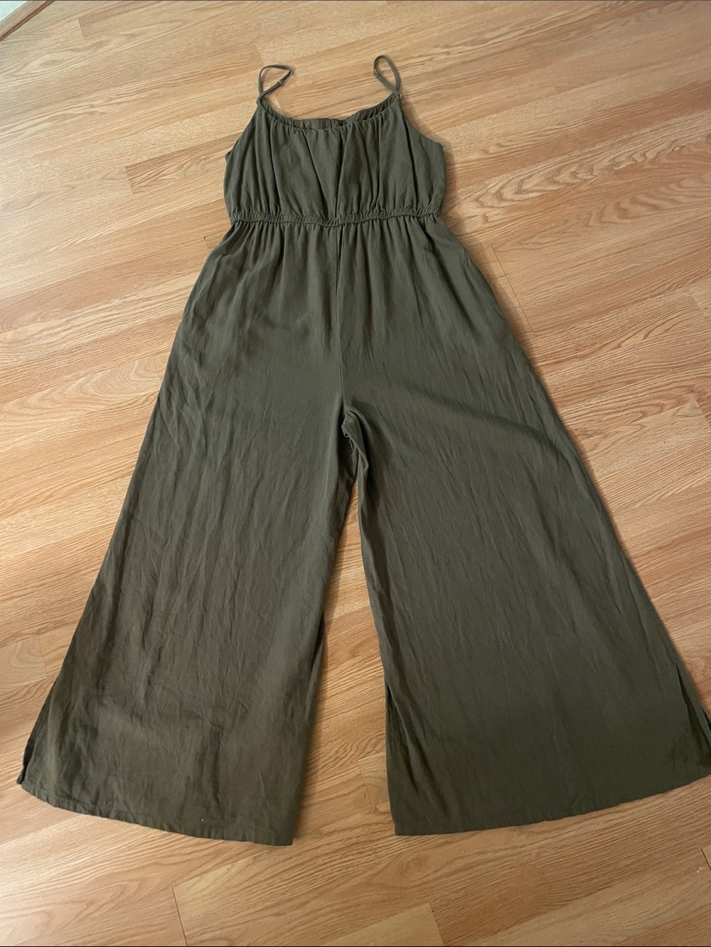 Haute Hippie Style Women’s Olive Green Linen Blend Wide Leg Jumpsuit Size M - Picture 3 of 10